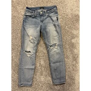 Silver‎ Jeans Women 26x27 Blue Boyfriend Stretch Mid Rise Medium Wash Denim